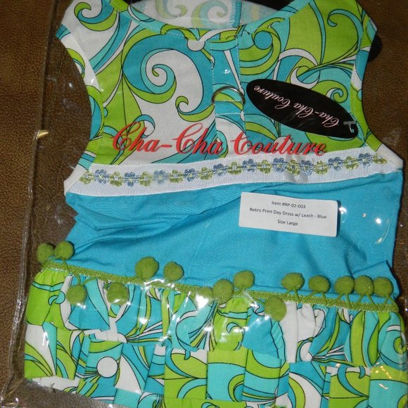 Cha Cha Couture Other - Cha Cha Couture Dog Dress With Matching Leash Sz L